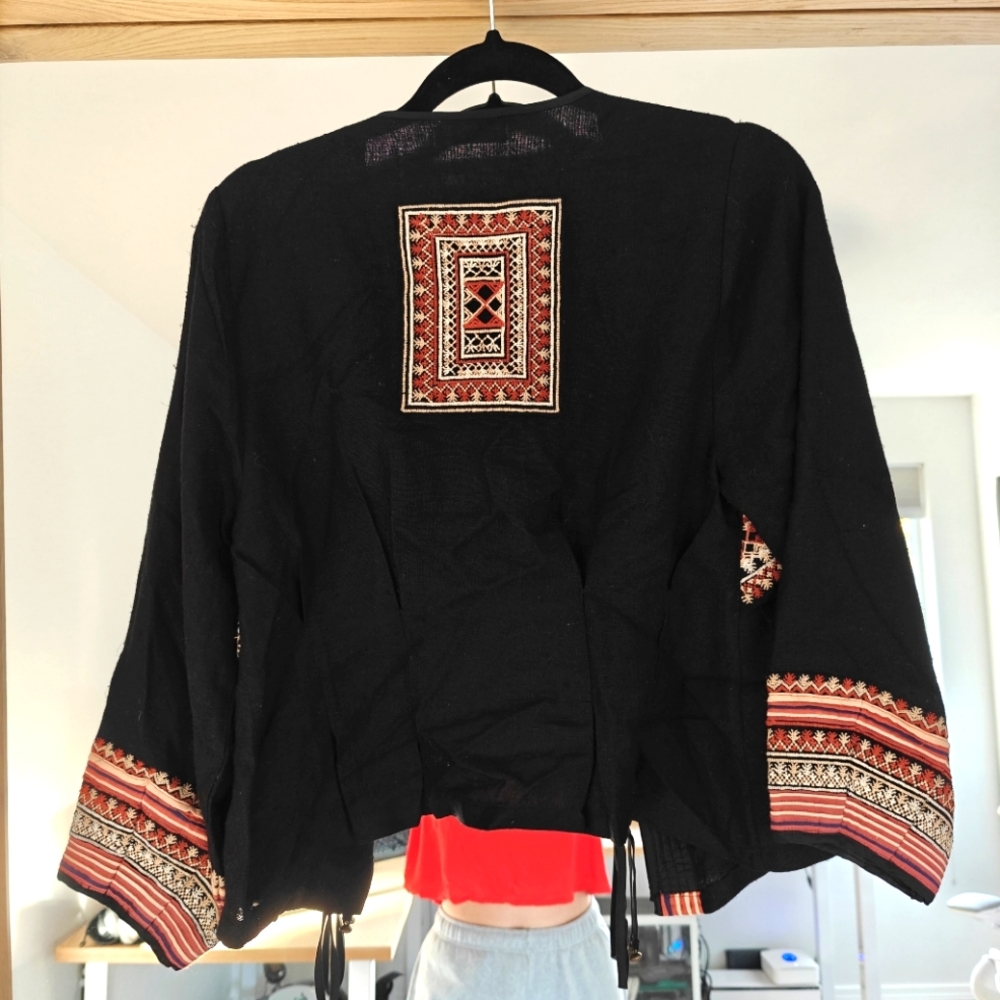 Doen Priere Black Silk Noil Tie Blouse size Medium - Picture 4 of 7